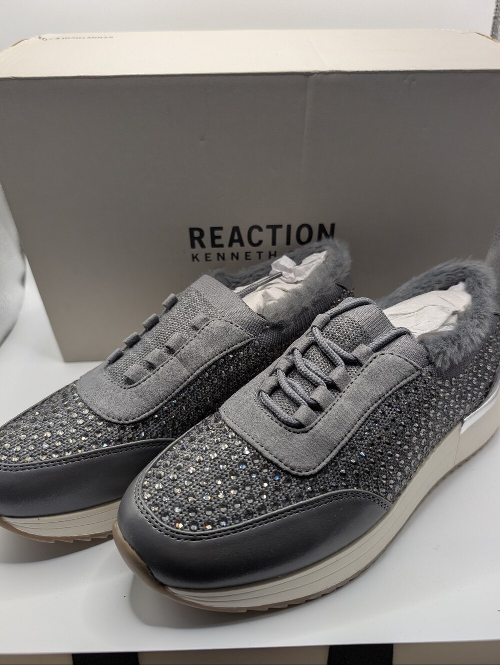 Kenneth Cole Cari Cozy Jeweled Sneakers - Size 6